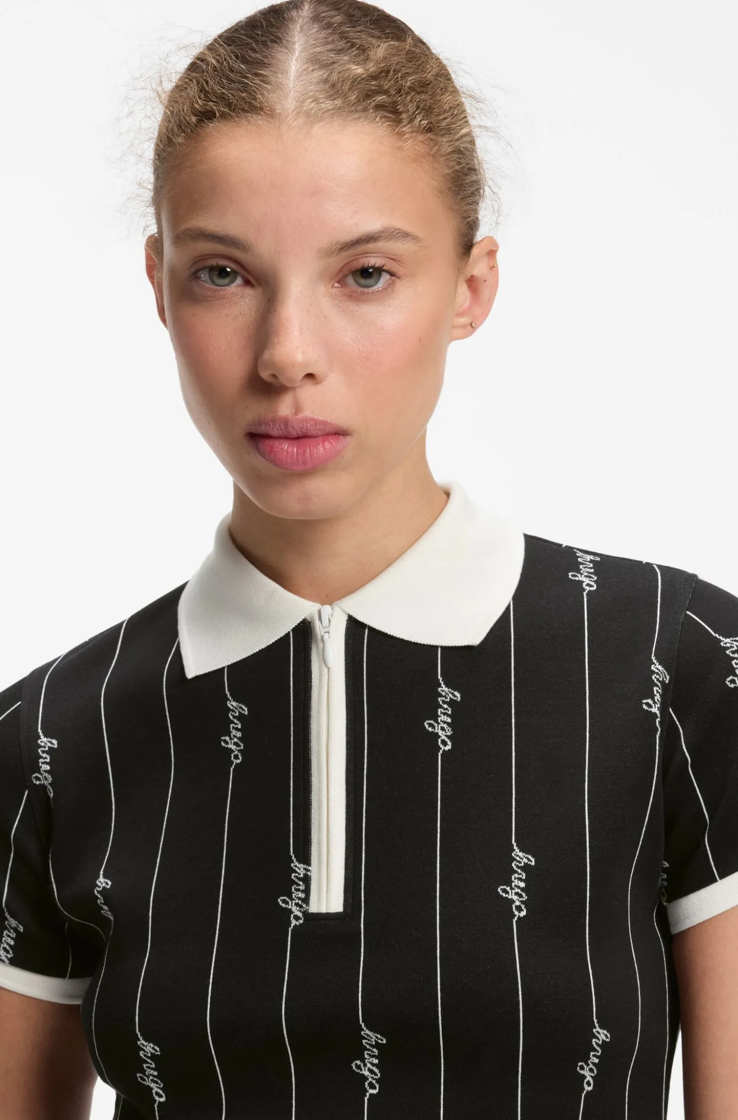 Slim-Fit Poloshirt aus Stretch-Baumwolle mit Logo-Nadelstreifen