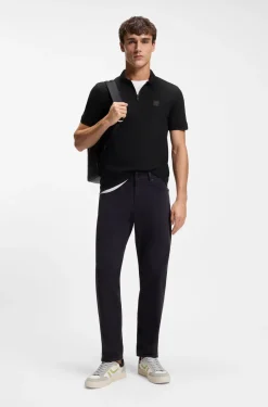 Slim-Fit Poloshirt aus Stretch-Baumwolle mit Reißverschluss