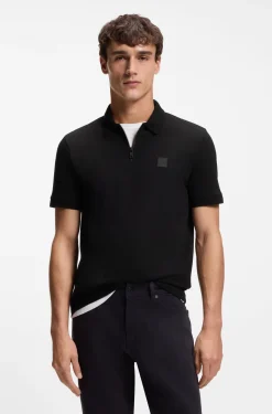 Slim-Fit Poloshirt aus Stretch-Baumwolle mit Reißverschluss