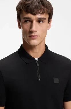 Slim-Fit Poloshirt aus Stretch-Baumwolle mit Reißverschluss