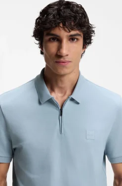 Slim-Fit Poloshirt aus Stretch-Baumwolle mit Reißverschluss