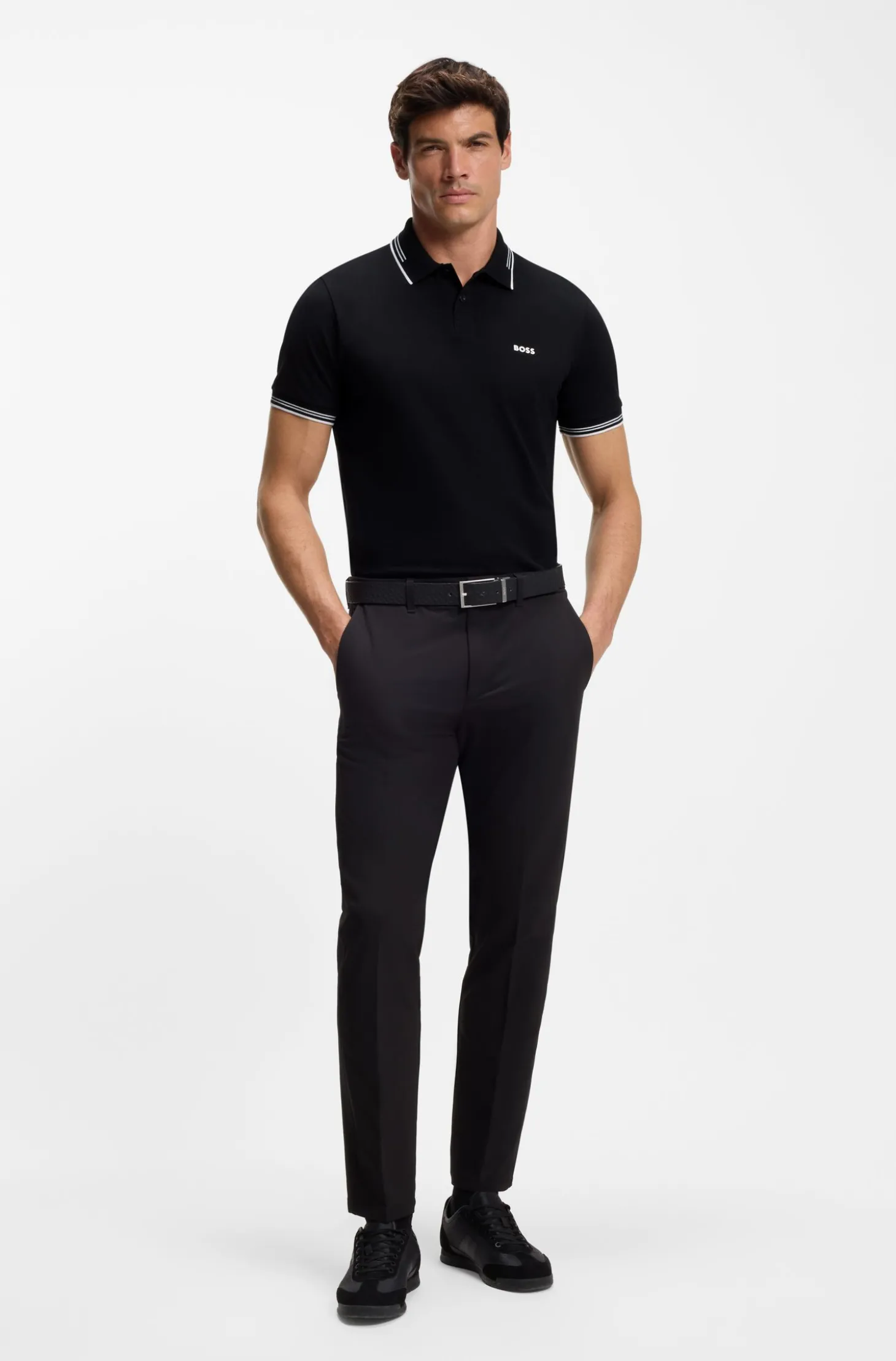 Slim-Fit Poloshirt mit Kontraststreifen-Details