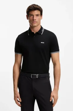 Slim-Fit Poloshirt mit Kontraststreifen-Details