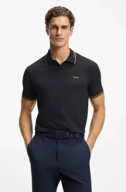 Slim-Fit Poloshirt mit Kontraststreifen-Details