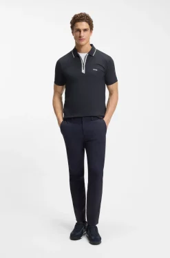 Slim-Fit Poloshirt mit Reißverschlussleiste