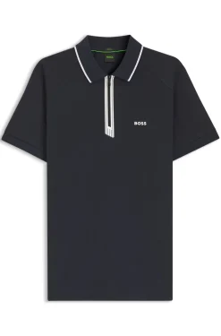 Slim-Fit Poloshirt mit Reißverschlussleiste