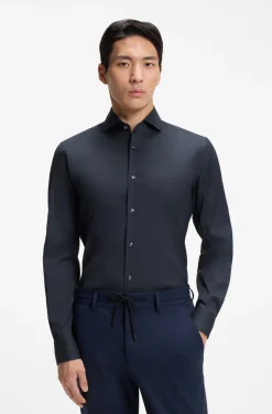 Slim-Fit Popeline-Hemd aus bügelleichtem Baumwoll-Mix