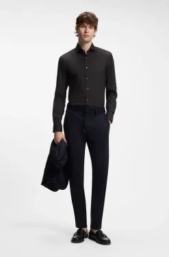 Slim-Fit Popeline-Hemd aus bügelleichtem Baumwoll-Mix