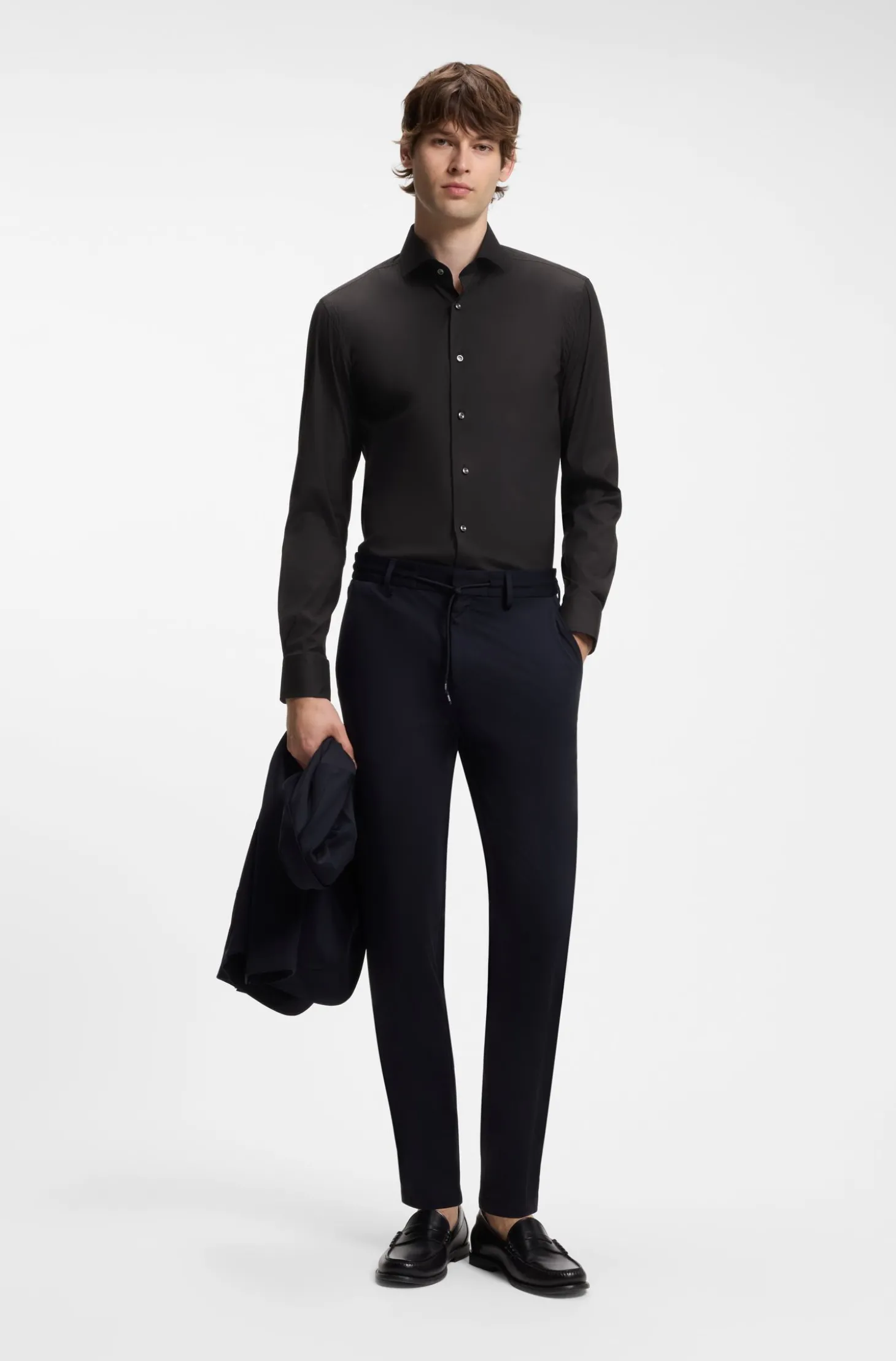 Slim-Fit Popeline-Hemd aus bügelleichtem Baumwoll-Mix