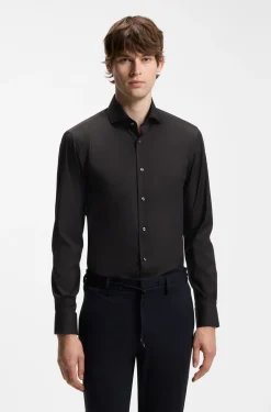 Slim-Fit Popeline-Hemd aus bügelleichtem Baumwoll-Mix