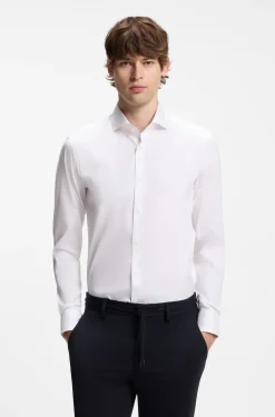 Slim-Fit Popeline-Hemd aus bügelleichtem Baumwoll-Mix