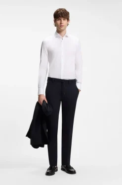 Slim-Fit Popeline-Hemd aus bügelleichtem Baumwoll-Mix