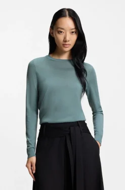 Slim-Fit Pullover aus Merinowolle mit Rundhalsausschnitt