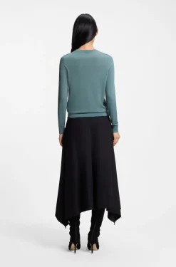 Slim-Fit Pullover aus Merinowolle mit Rundhalsausschnitt