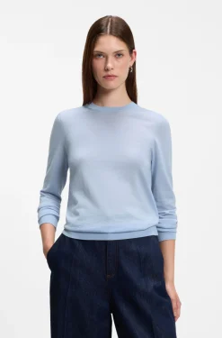 Slim-Fit Pullover aus Merinowolle mit Rundhalsausschnitt