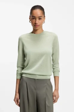 Slim-Fit Pullover aus Merinowolle mit Rundhalsausschnitt