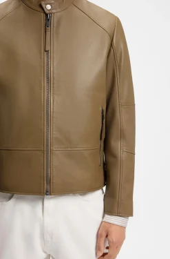 Slim-Fit Racer-Jacke aus Glattleder