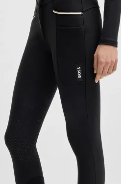 Slim-Fit Reithose mit hohem Bund und Kniebesatz