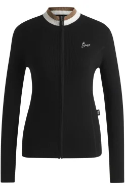 Slim-Fit Reitsport-Strickjacke mit Rippstruktur