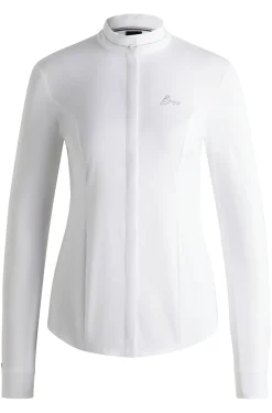 Slim-Fit Reitsport-Turnierbluse mit Kristall-Details