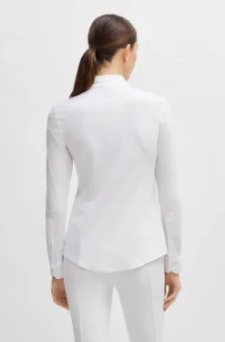 Slim-Fit Reitsport-Turnierbluse mit Kristall-Details