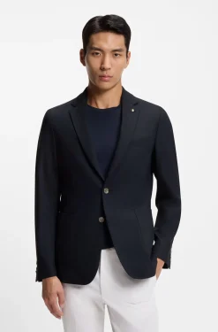 Slim-Fit Sakko aus fein gemusterter Stretch-Wolle