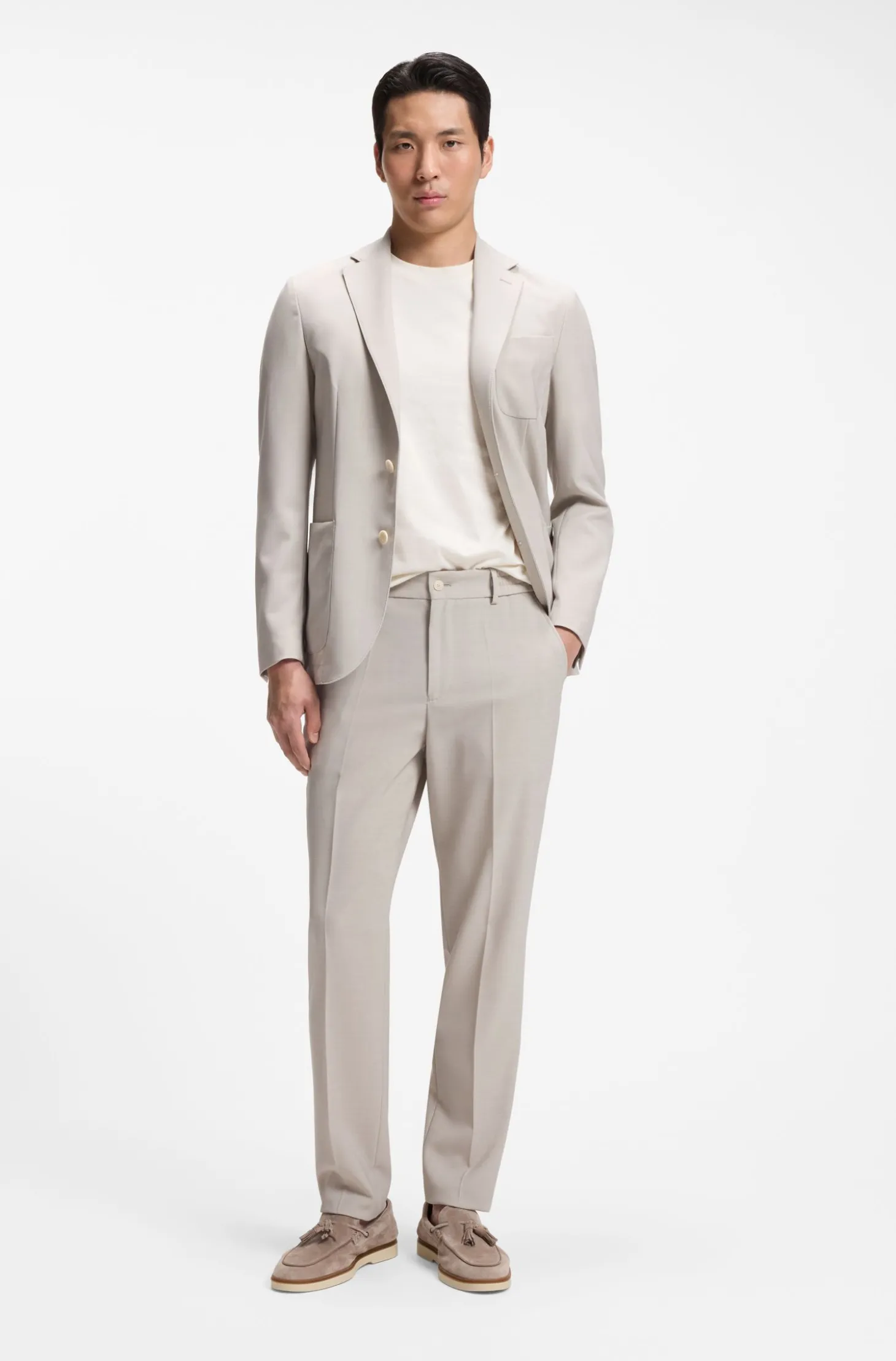 Slim-Fit Sakko aus fein gemusterter Schurwolle
