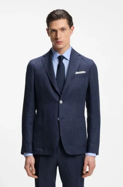 Slim-Fit Sakko aus fein gemustertem Leinen-Mix