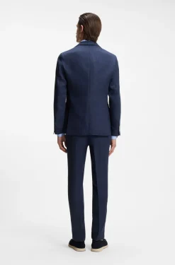 Slim-Fit Sakko aus fein gemustertem Leinen-Mix