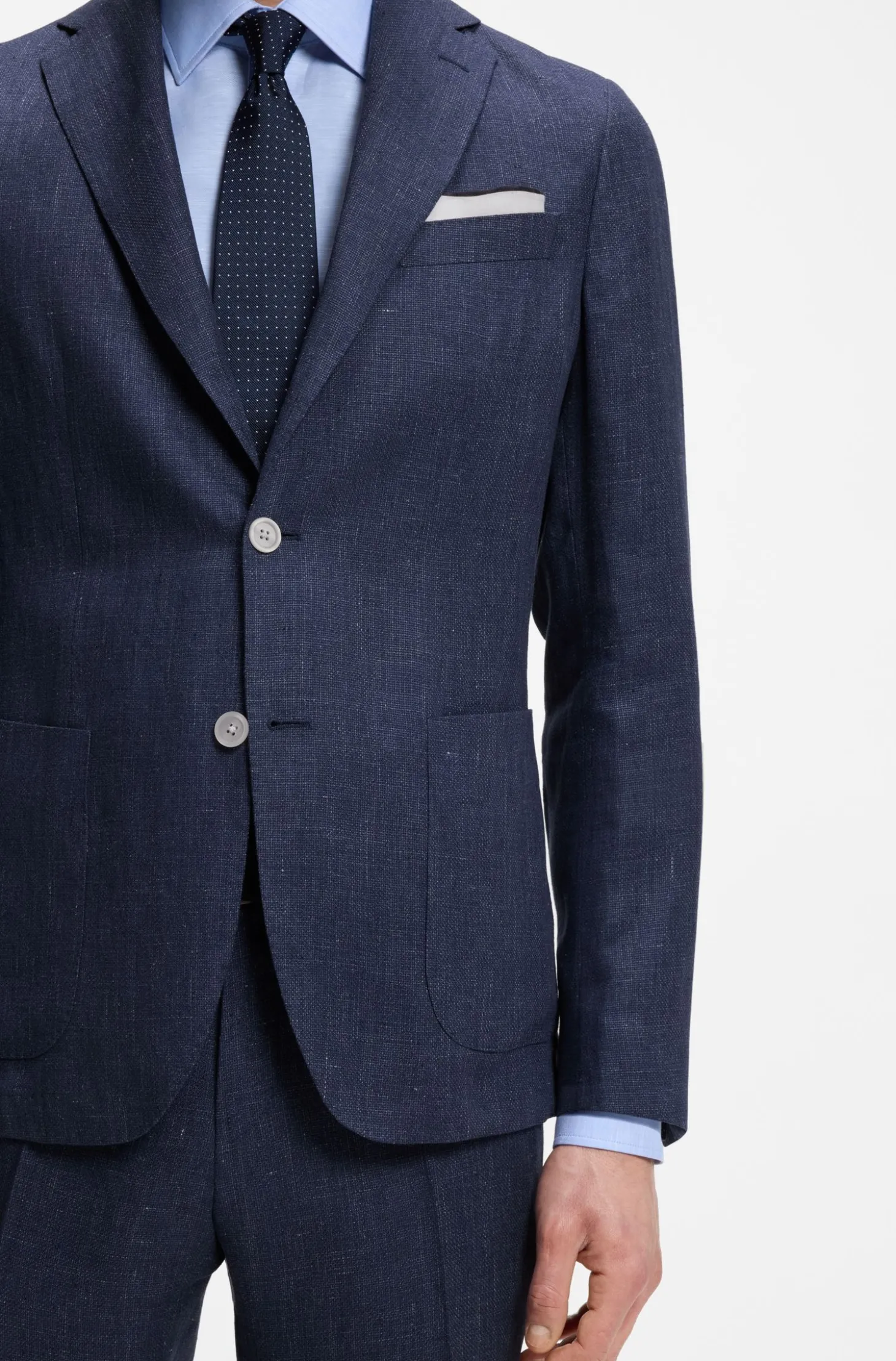Slim-Fit Sakko aus fein gemustertem Leinen-Mix