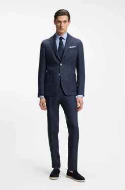 Slim-Fit Sakko aus fein gemustertem Leinen-Mix