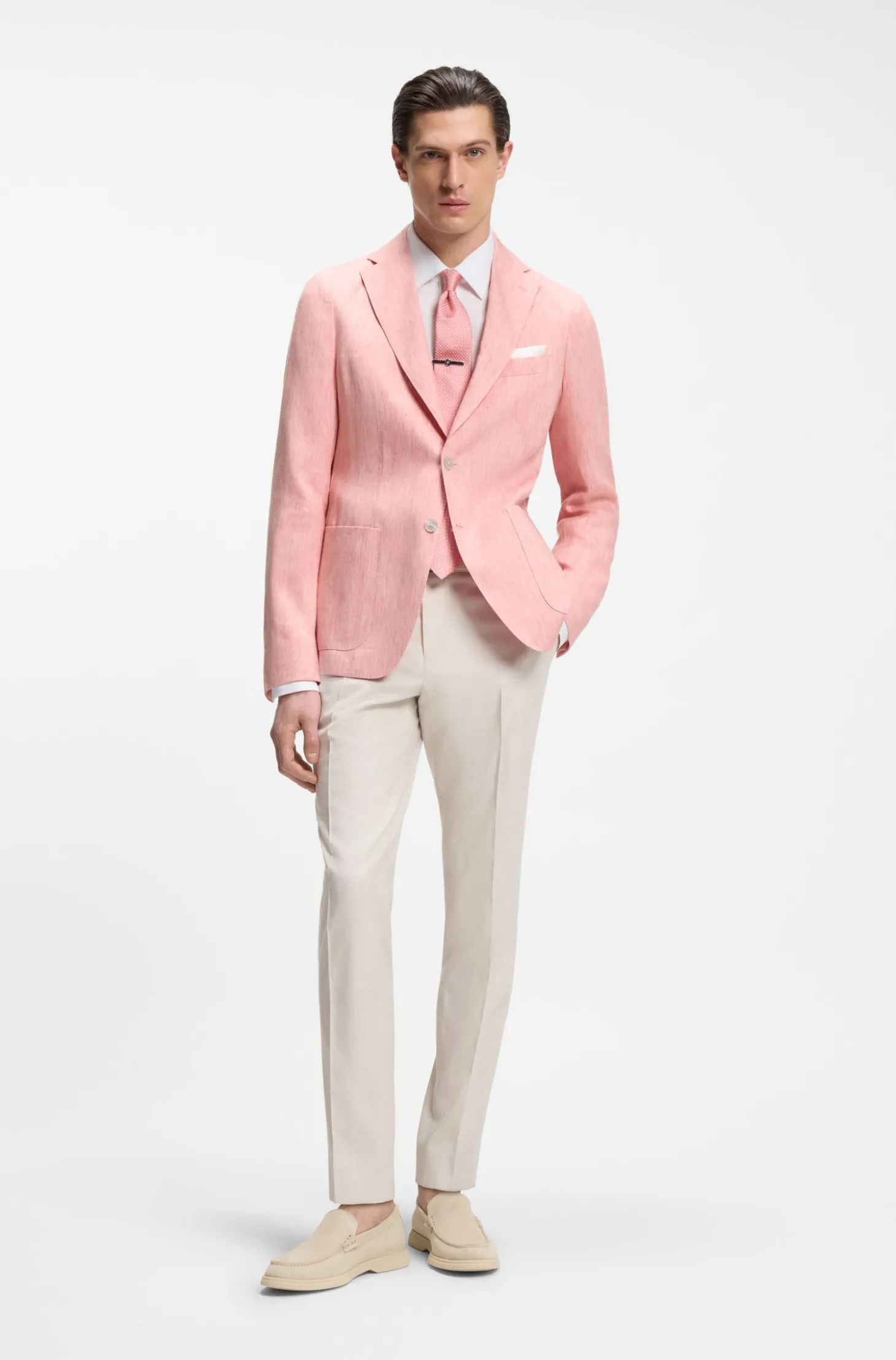 Slim-Fit Sakko aus fein gemustertem Leinen-Mix