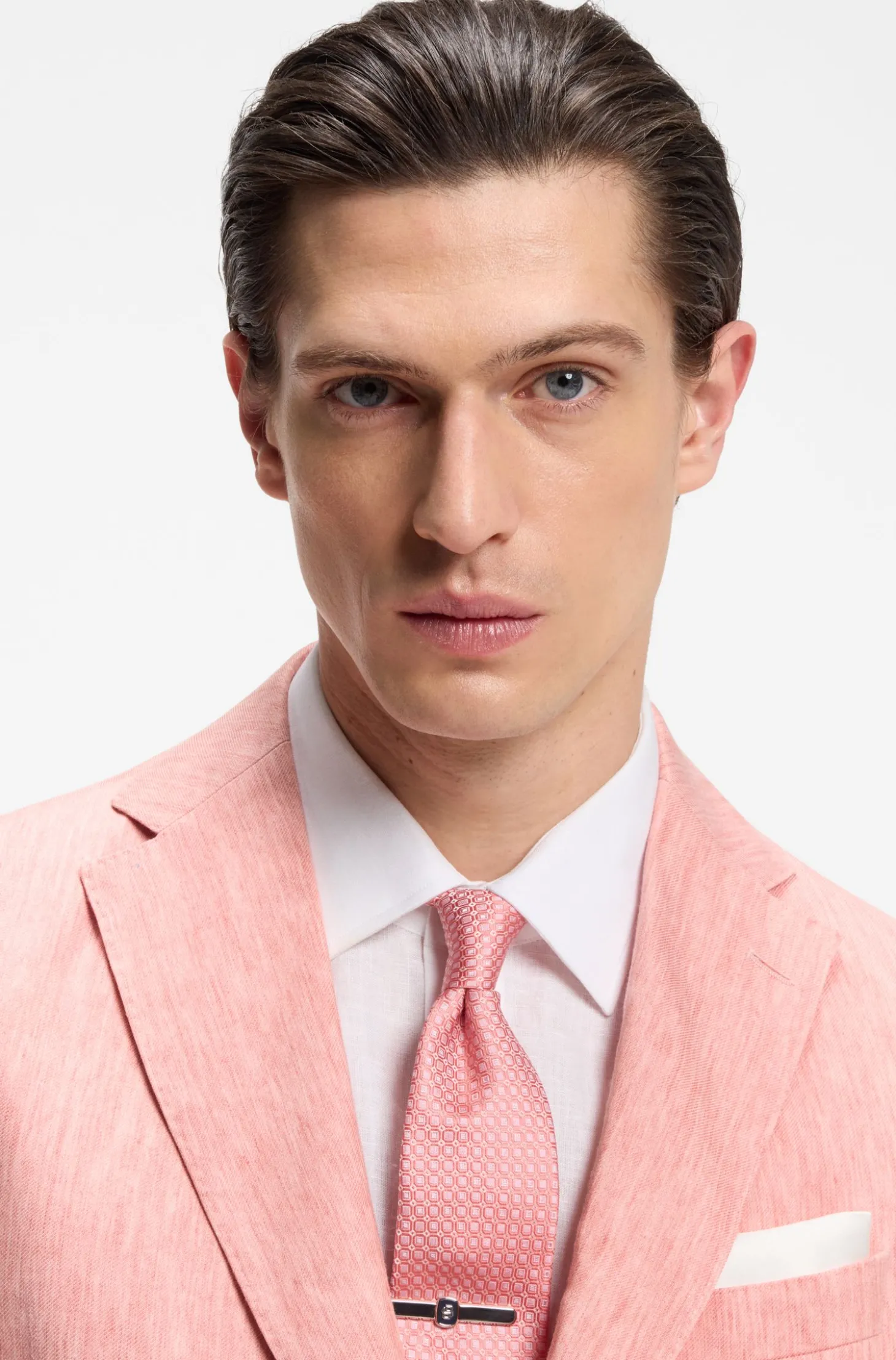 Slim-Fit Sakko aus fein gemustertem Leinen-Mix
