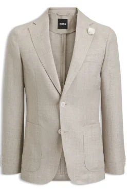 Slim-Fit Sakko aus fein gemustertem Leinen-Mix