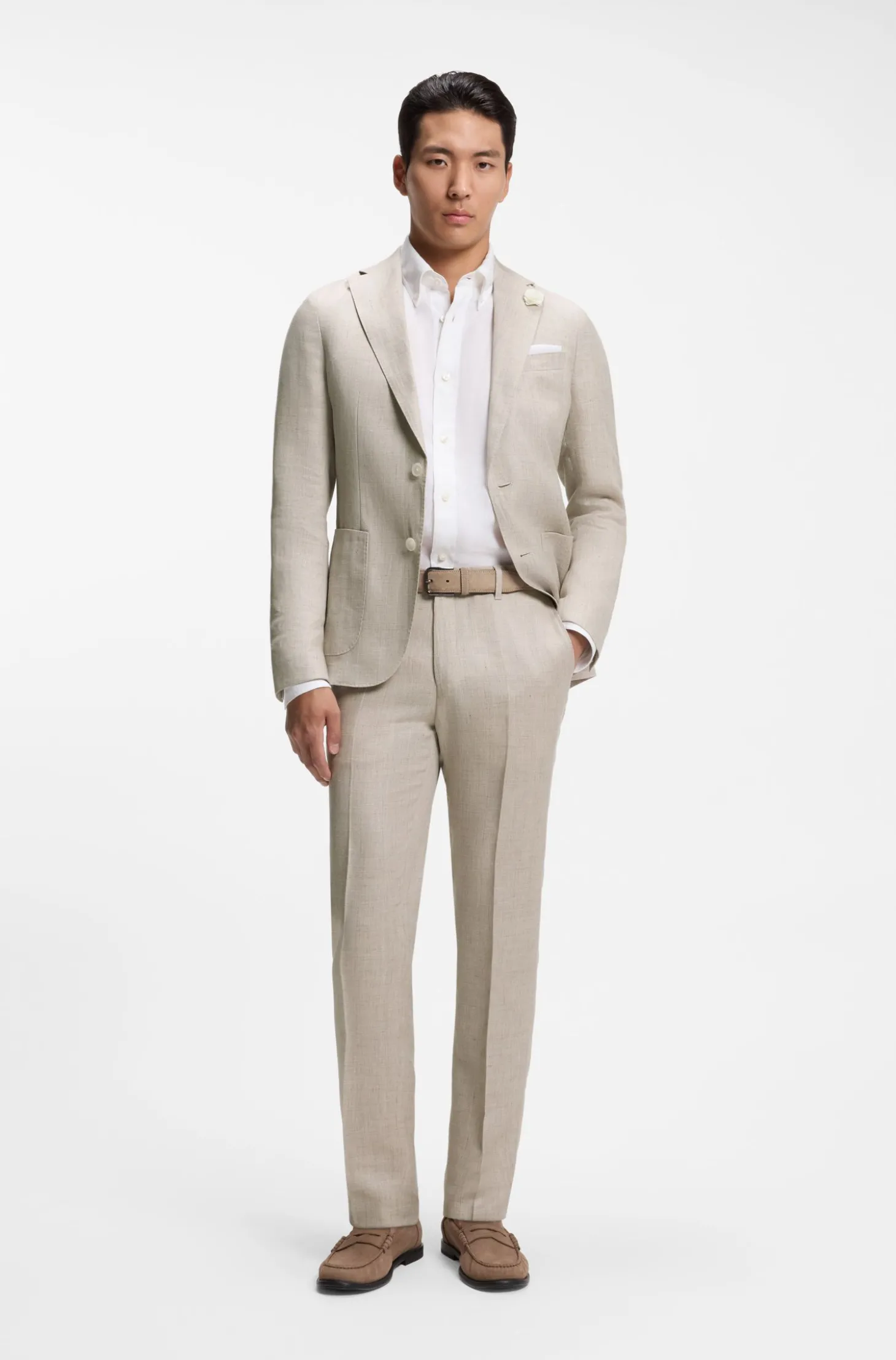 Slim-Fit Sakko aus fein gemustertem Leinen-Mix