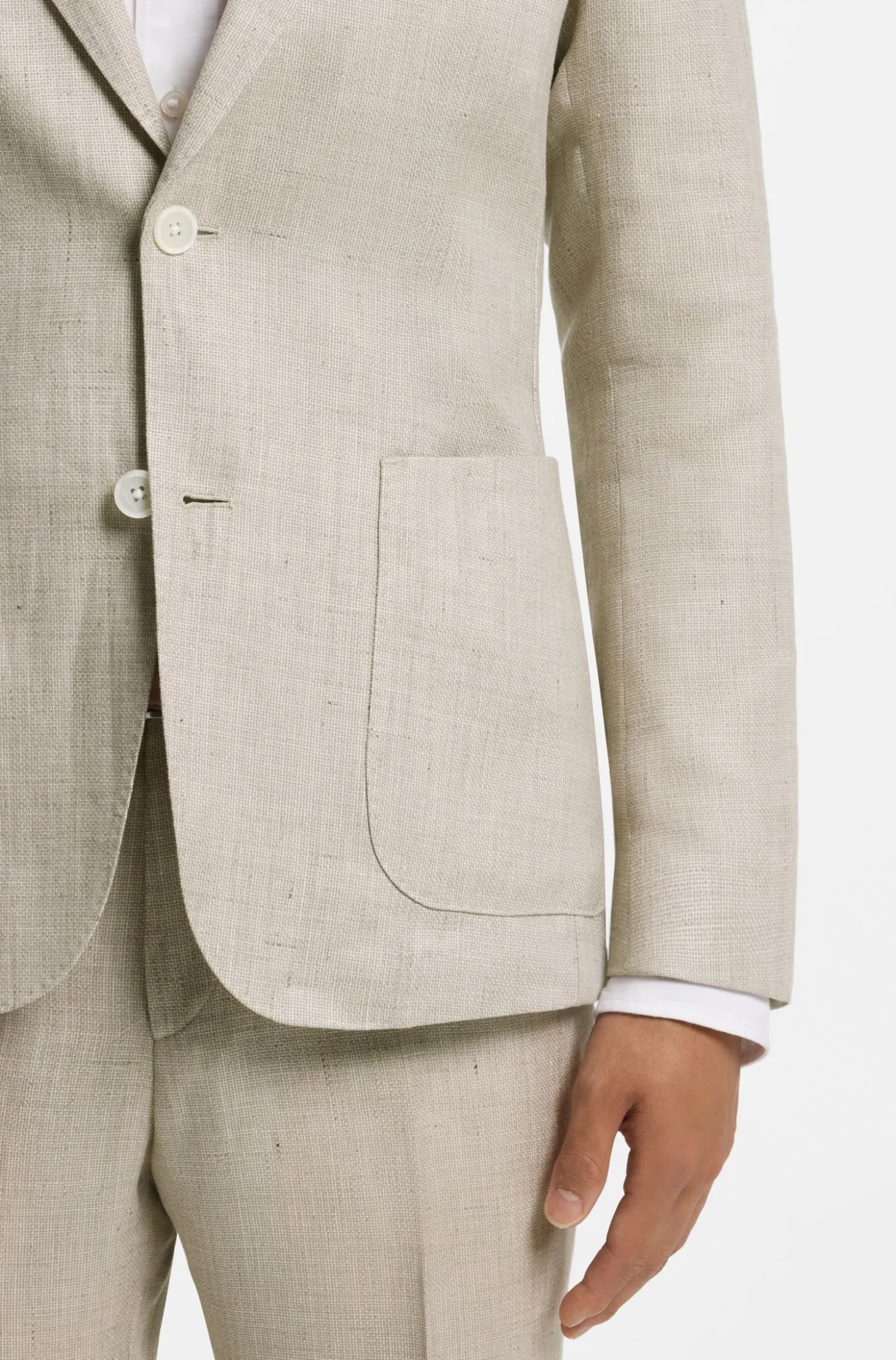 Slim-Fit Sakko aus fein gemustertem Leinen-Mix