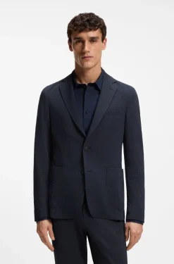 Slim-Fit Sakko aus funktionalem Stretch-Seersucker