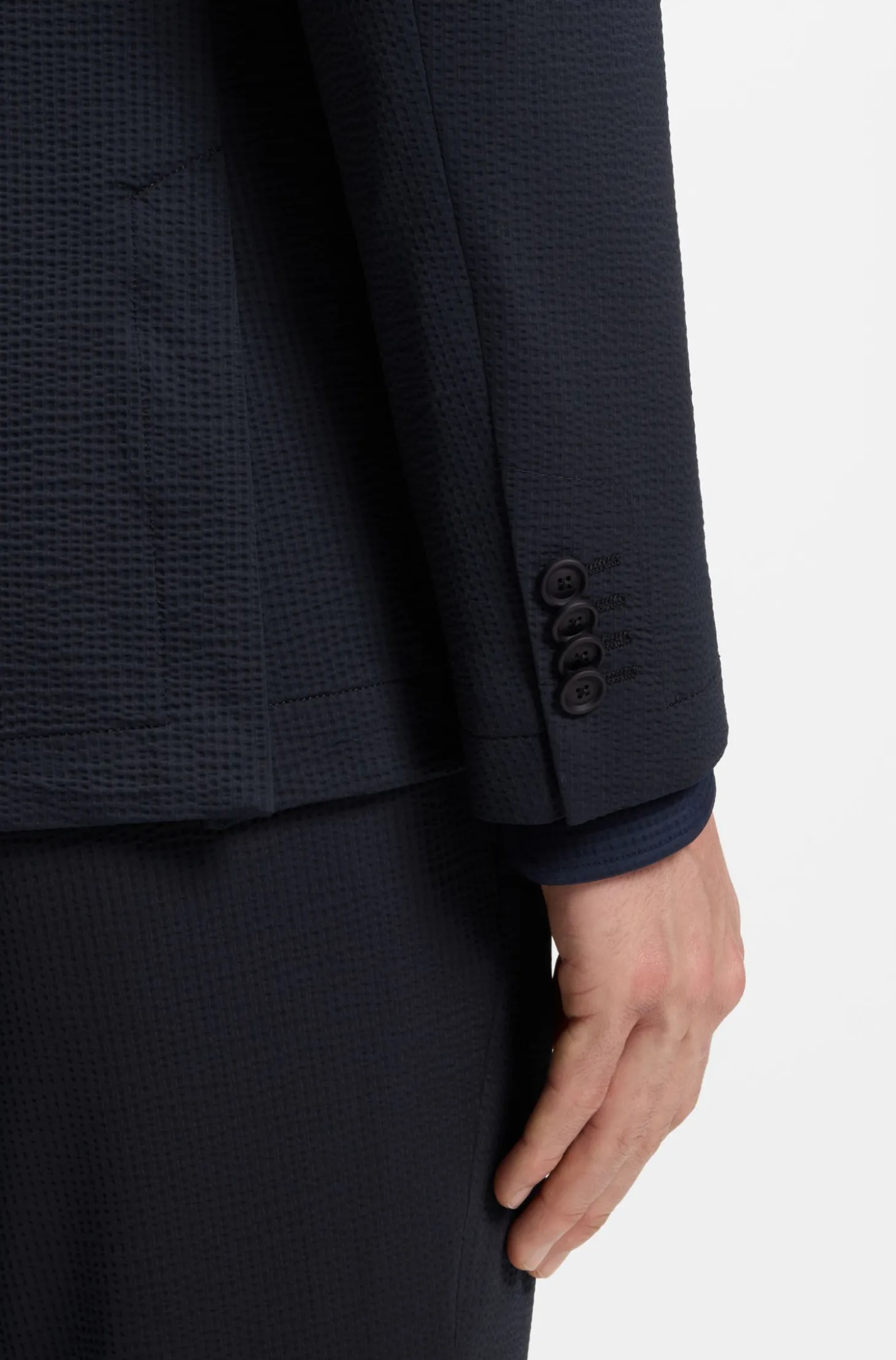 Slim-Fit Sakko aus funktionalem Stretch-Seersucker