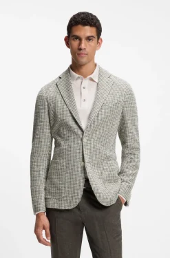 Slim-Fit Sakko aus gemustertem Baumwoll-Mix