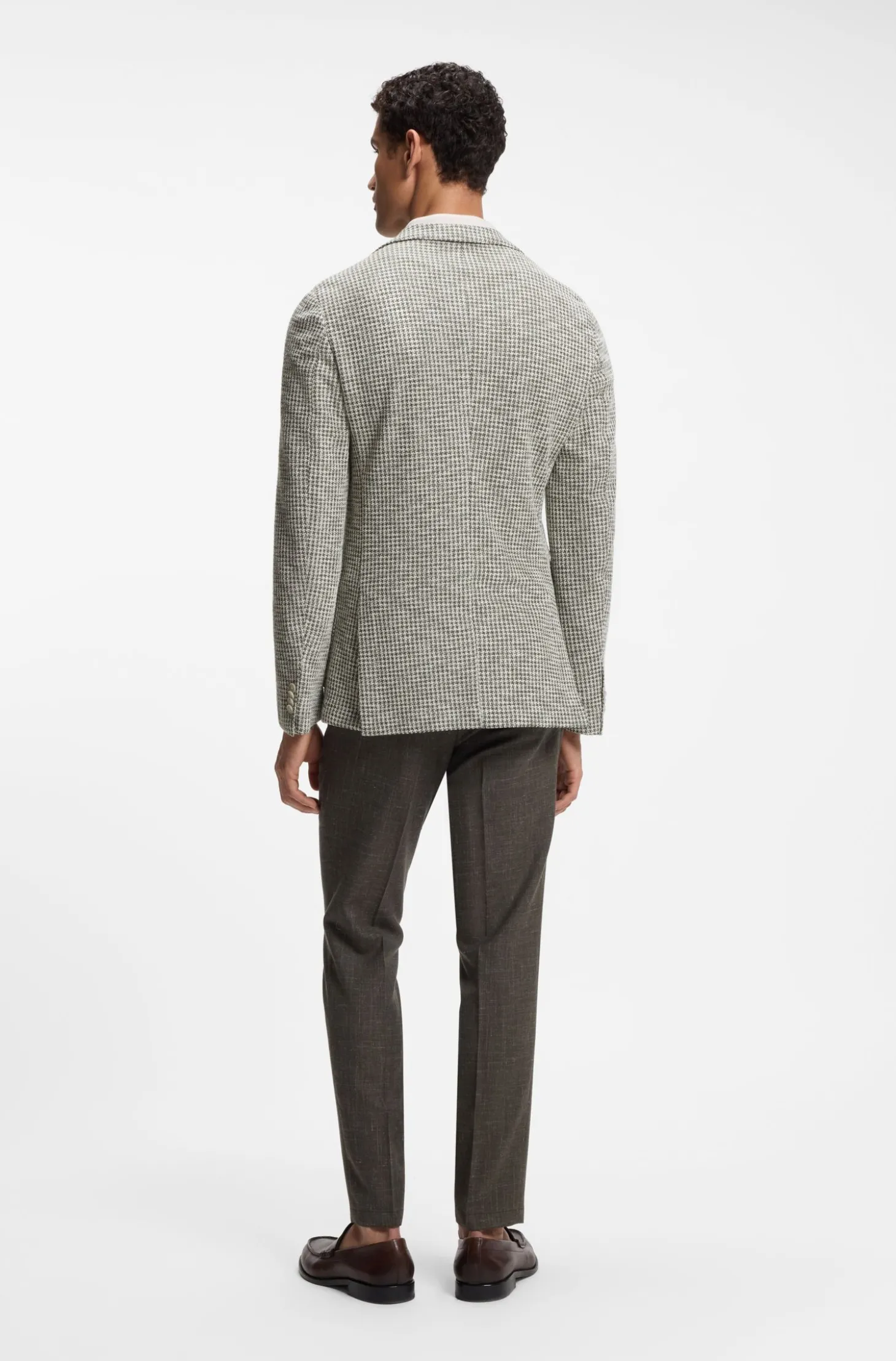 Slim-Fit Sakko aus gemustertem Baumwoll-Mix