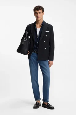 Slim-Fit Sakko aus gemustertem Baumwoll-Mix