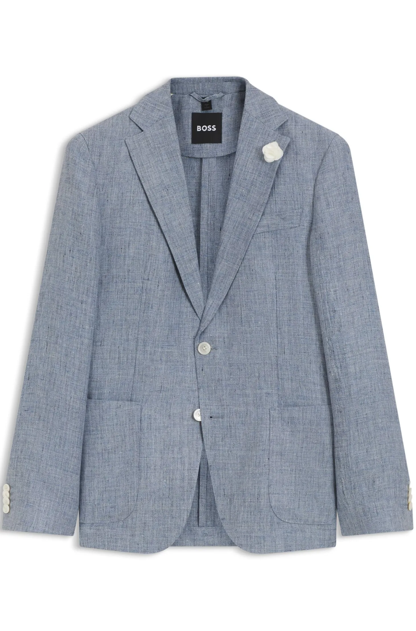 Slim-Fit Sakko aus gemustertem Leinen