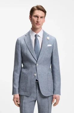 Slim-Fit Sakko aus gemustertem Leinen