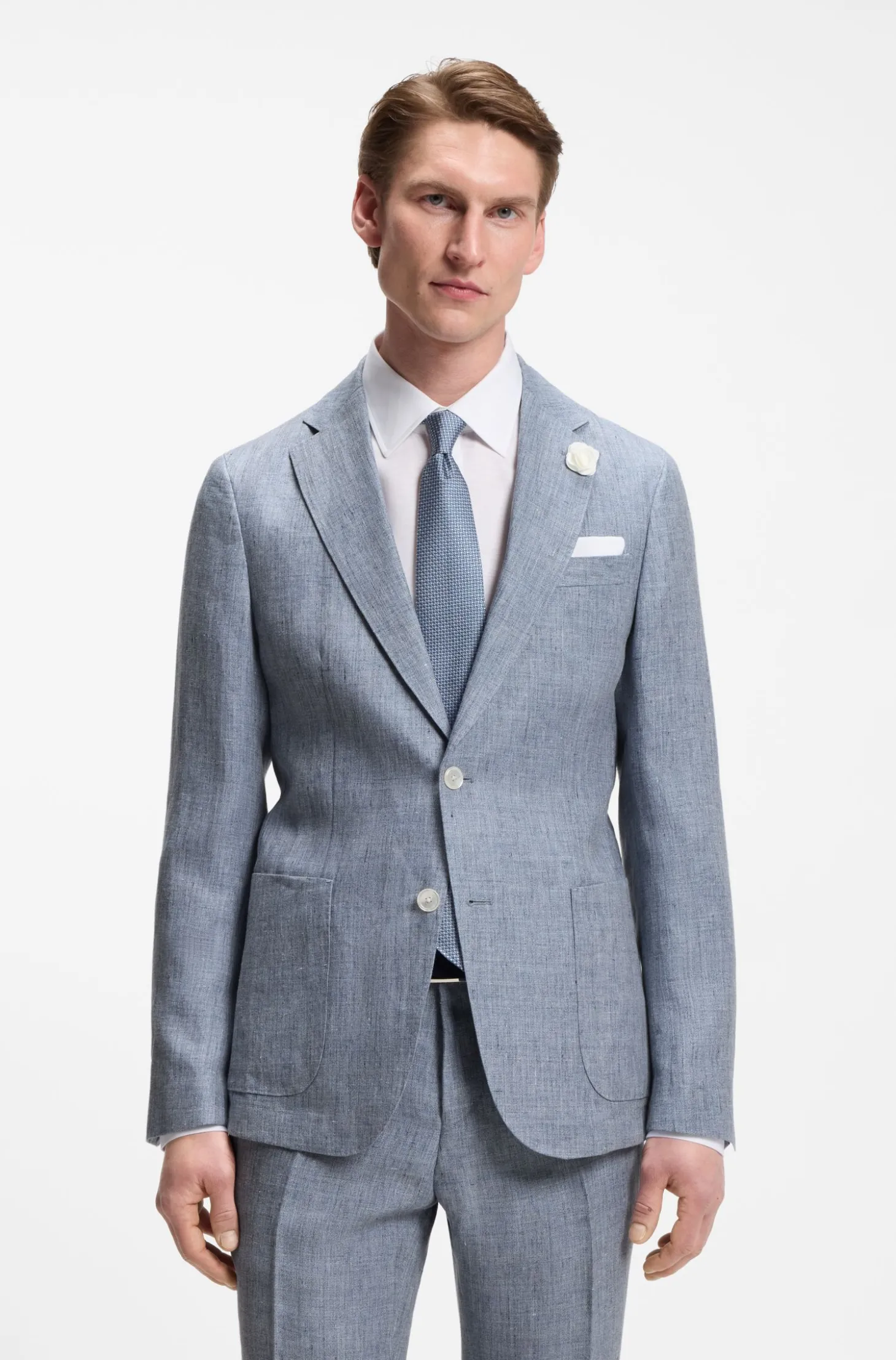 Slim-Fit Sakko aus gemustertem Leinen
