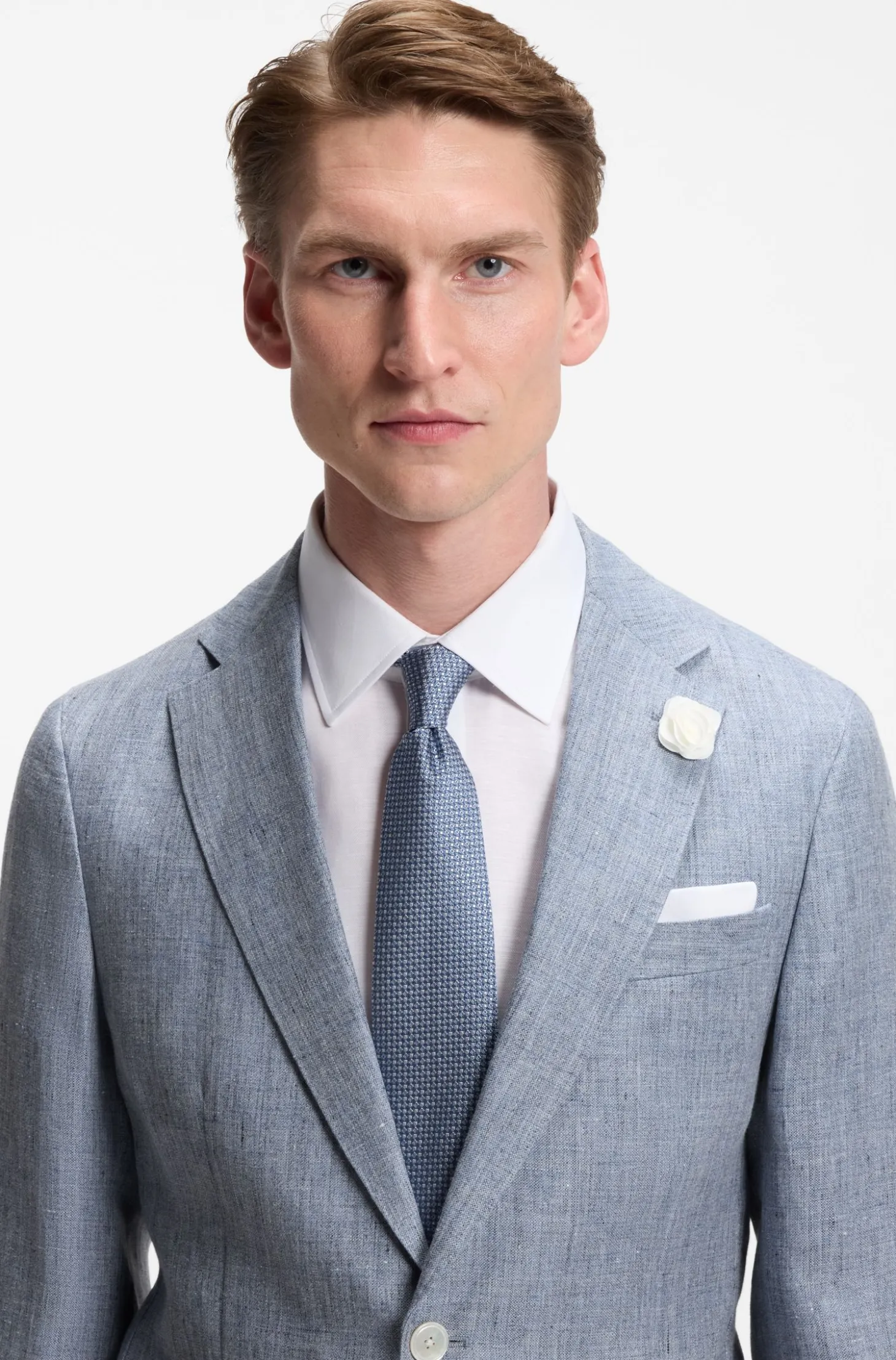 Slim-Fit Sakko aus gemustertem Leinen
