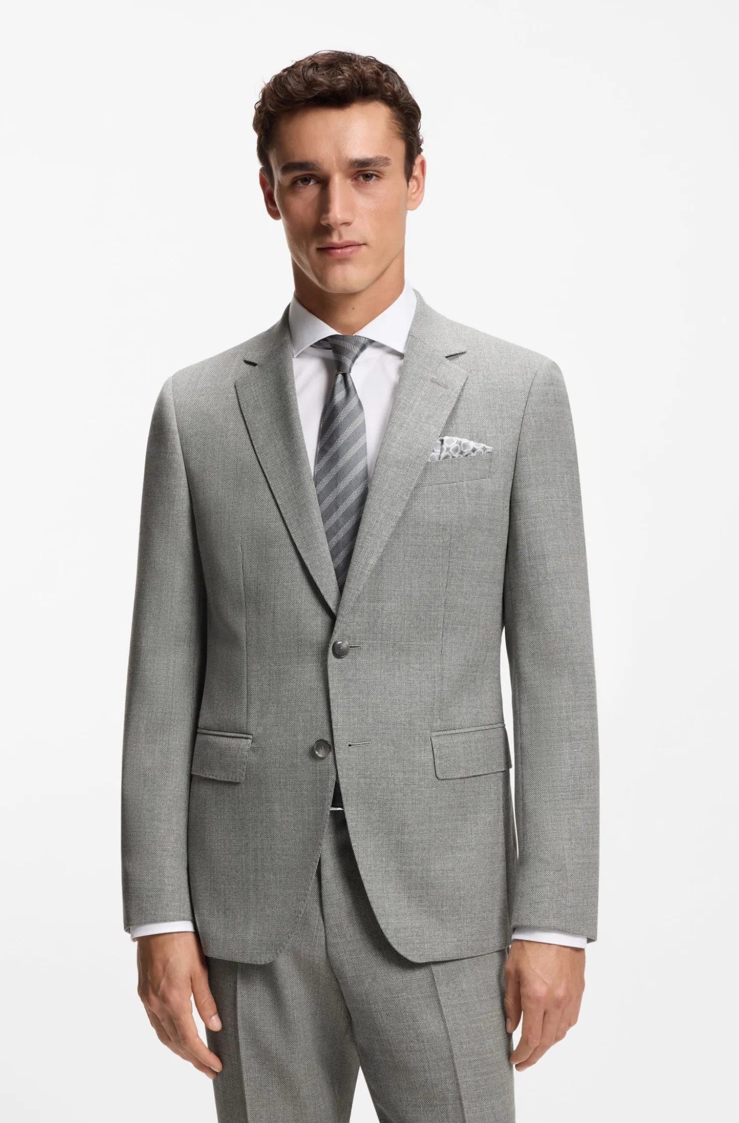 Slim-Fit Sakko aus gemusterter Stretch-Wolle
