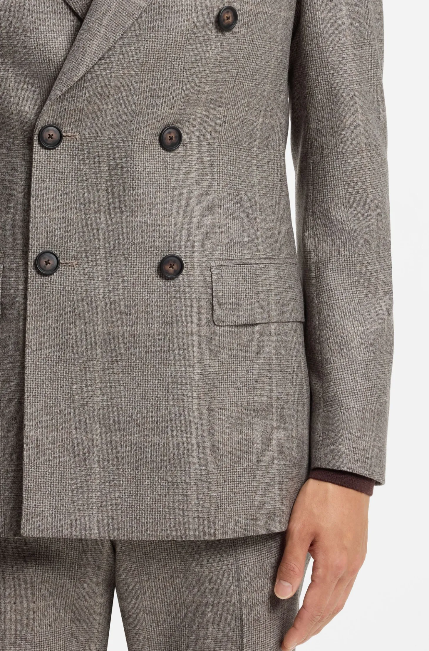 Slim-Fit Sakko aus karierter Schurwolle