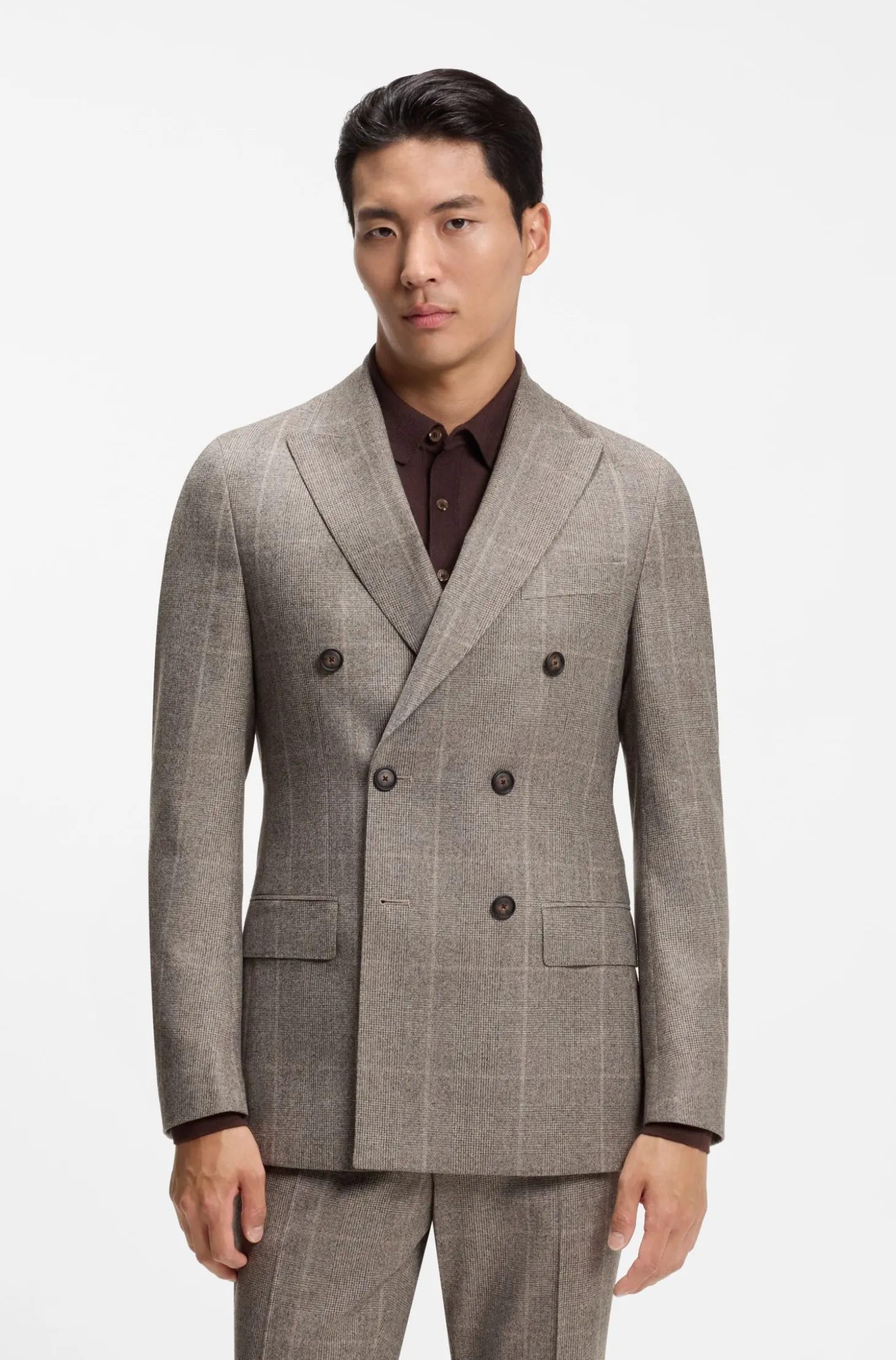 Slim-Fit Sakko aus karierter Schurwolle