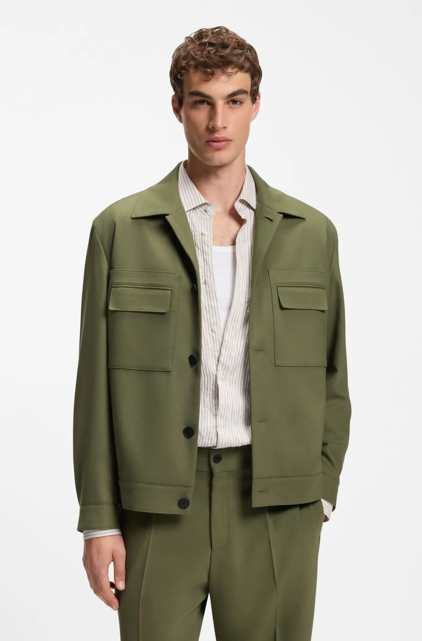 Slim-Fit Sakko aus knitterfreiem Twill