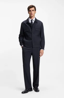 Slim-Fit Sakko aus knitterfreiem Twill